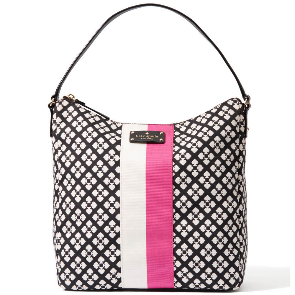 Kate Spade Classic Spade Mona Shoulder Bag Black / Cream / Pink # WKRU1755