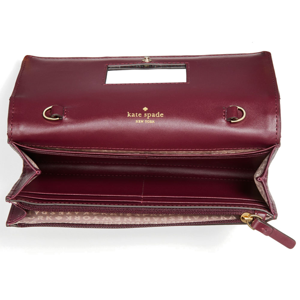 Kate Spade Clutch In Gift Box Briar Lane Quilted Milou Wallet Small Bag Deep Plum Purple # WLRU5131