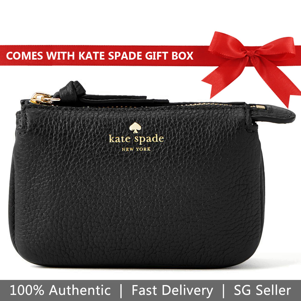 Kate Spade Coin Case Card Case In Gift Box Larchmont Avenue Mini Natasha Black # WLRU5019
