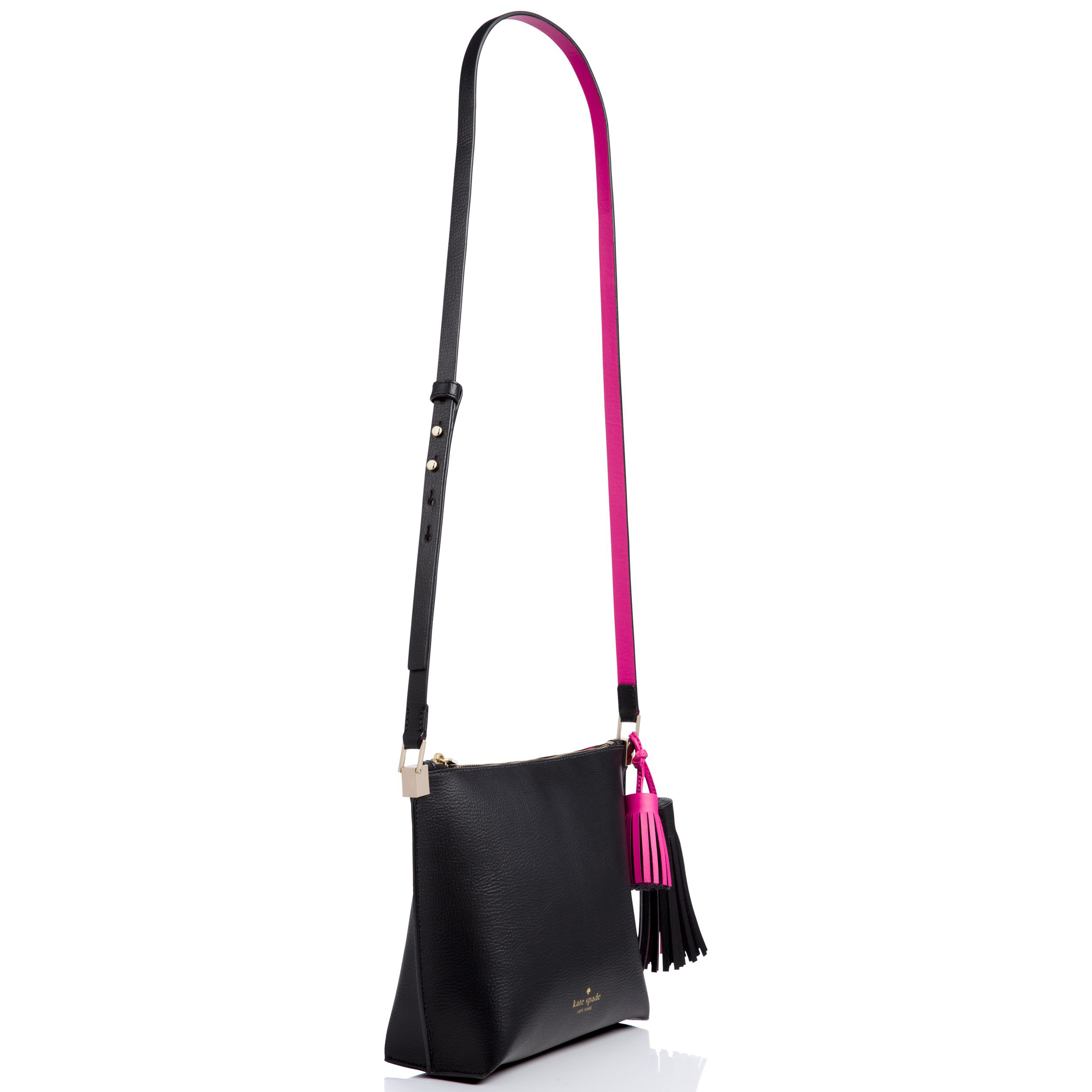 Kate Spade Crossbody Bag In Gift Box Foster Court Pepper Crossbody Shoulder Bag Black / Sweetheart Pink # WKRU3831