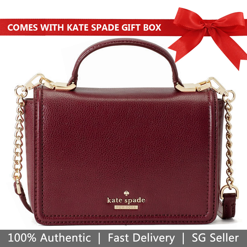 Kate Spade Crossbody Bag In Gift Box Patterson Drive Maisie Black Cherry # WKRU5661