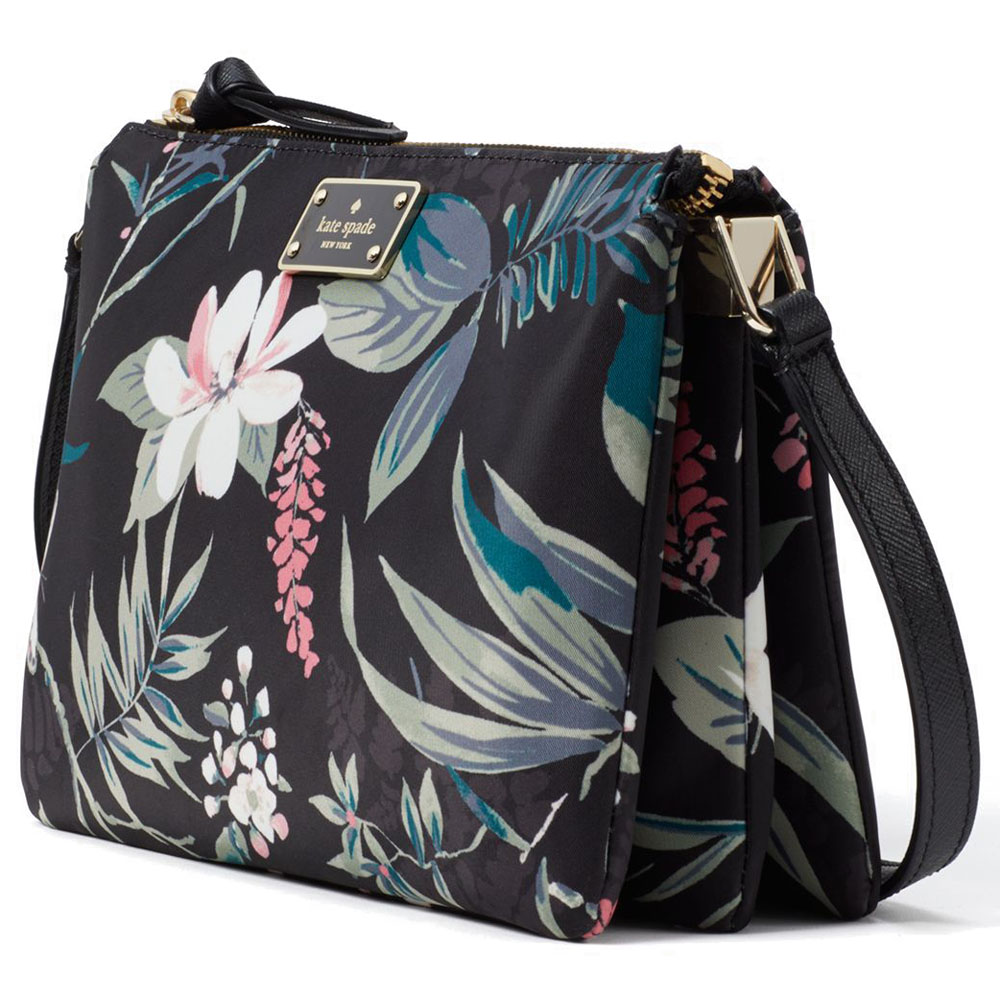 Kate Spade Crossbody Bag In Gift Box Wilson Road Botanical Madelyne Black # WKRU5752