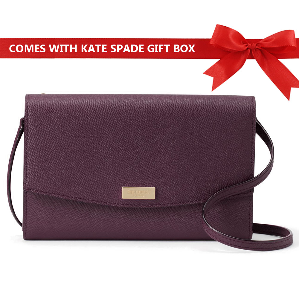 Kate Spade Crossbody Bag Laurel Way Winni Wallet Crossbody Bag Deep Plum # WLRU2667