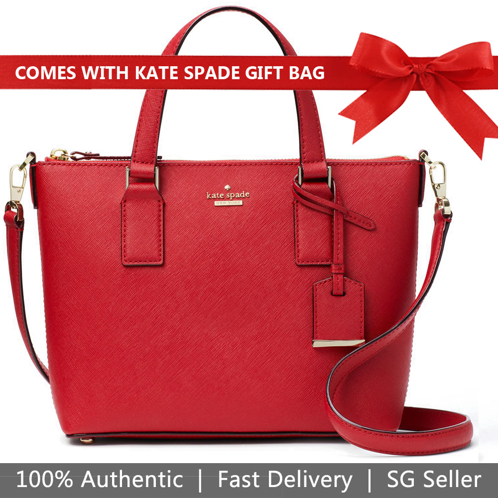Kate Spade Crossbody Bag With Gift Bag Cameron Street Lucie Crossbody Heirloom Red # PXRU7698