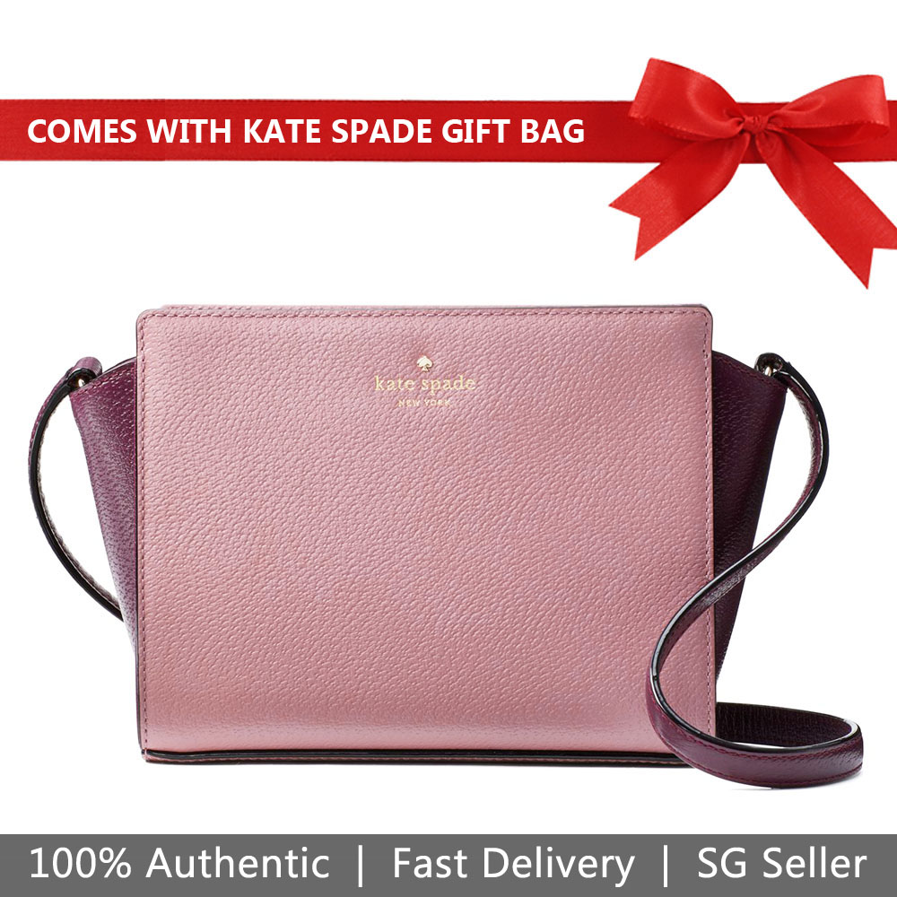 Kate Spade Crossbody Bag With Gift Bag Grand Street Hayden Crossbody Bag Dusty Peony Pink Mulberry # WKRU4370