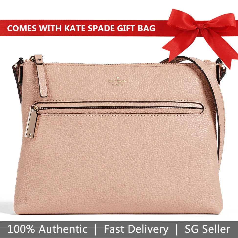 Kate Spade Crossbody Bag With Gift Bag Hopkins Street Gabrielle Brown Sugar Nude Beige # PXRU7825