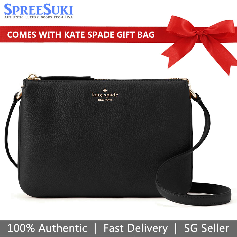 Kate Spade Crossbody Bag With Gift Bag Jackson Triple Gusset Crossbody Black # WKRU5942