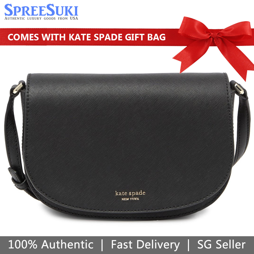 Kate Spade Crossbody Bag With Gift Bag Reiley Flap Crossbody Black # WKRU5887