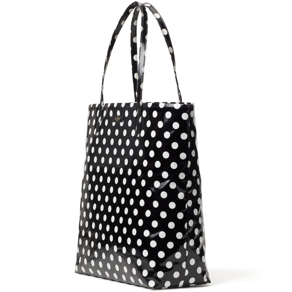 Kate Spade Daycation Bon Shopper Tote Bag Black / Cream White Dot # WKRU4540