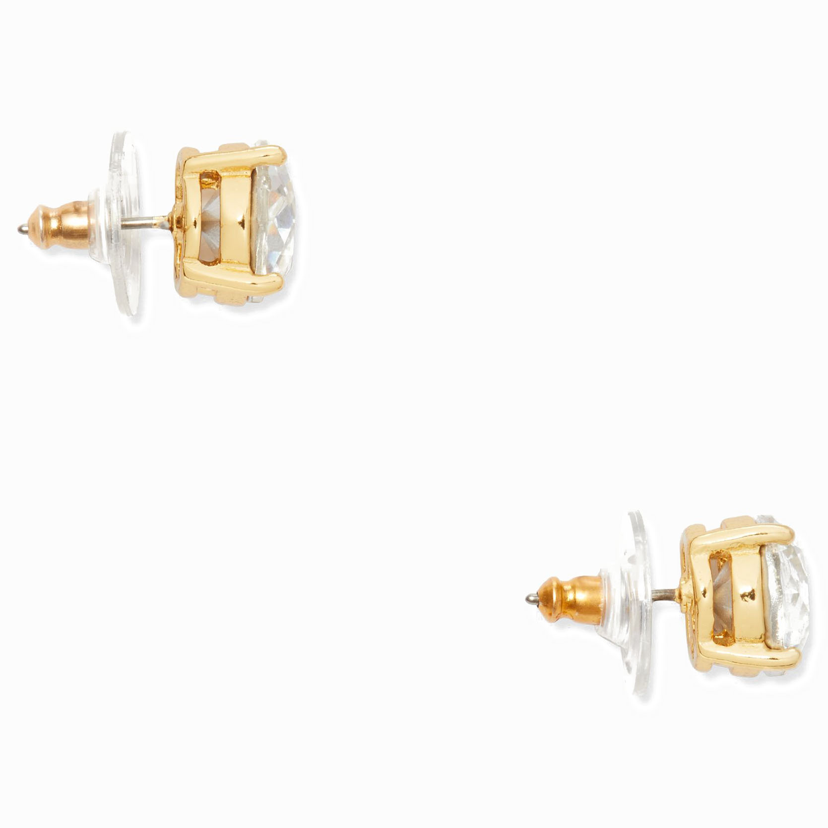 Kate Spade Earrings In Gift Box Gum Drop Studs Gold Clear # O0RU0666
