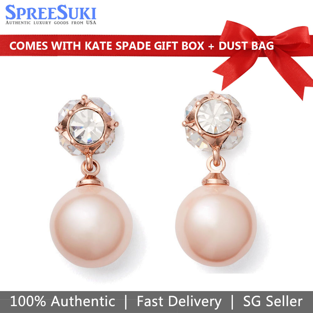 Kate Spade Earrings In Gift Box Lady Marmalade Pearl Dangle Earrings Blush Pink / Rose Gold # O0RU2142