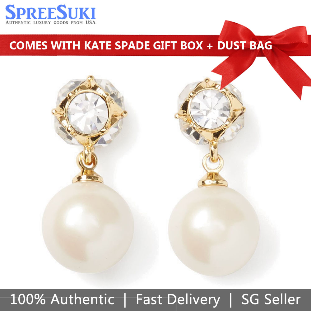 Kate Spade Earrings In Gift Box Lady Marmalade Pearl Dangle Earrings Cream / Gold # O0RU1959