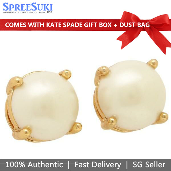 Kate Spade Earrings In Gift Box Studs Pearl Stud Earrings Cream Gold # O0RU1011