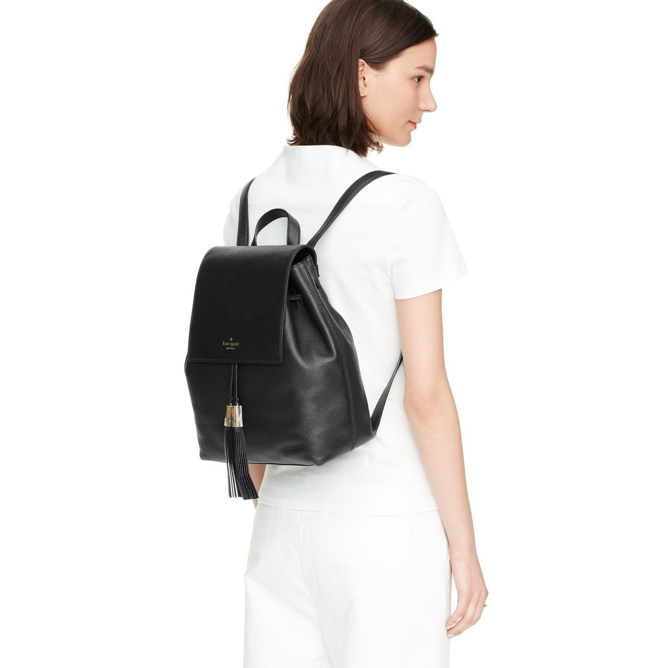 Kate Spade Grey Street Wilder Leather Backpack Black # WKRU3317