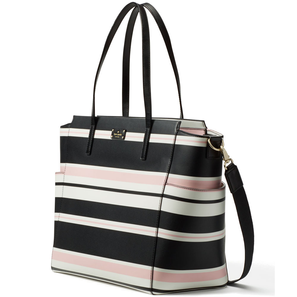 Kate Spade Grove Street Classic Stripe Kaylie Baby Bag Black / Pink Multi # WKRU4680