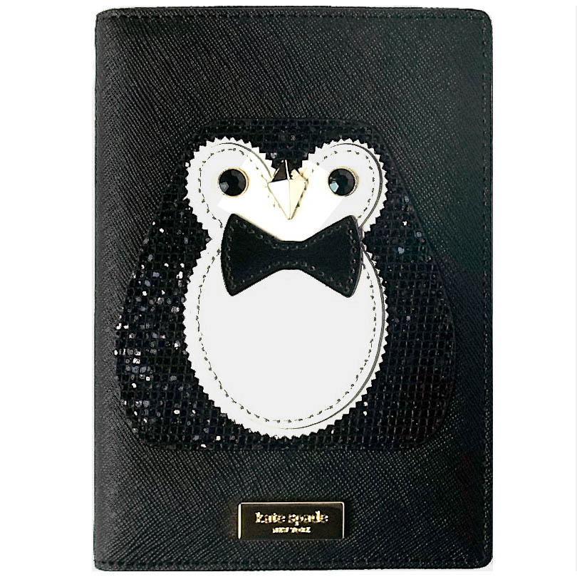 Kate Spade Imogene Clifton Lane Imogene Penguin Passport Holder Black / Penguin # WLRU2565