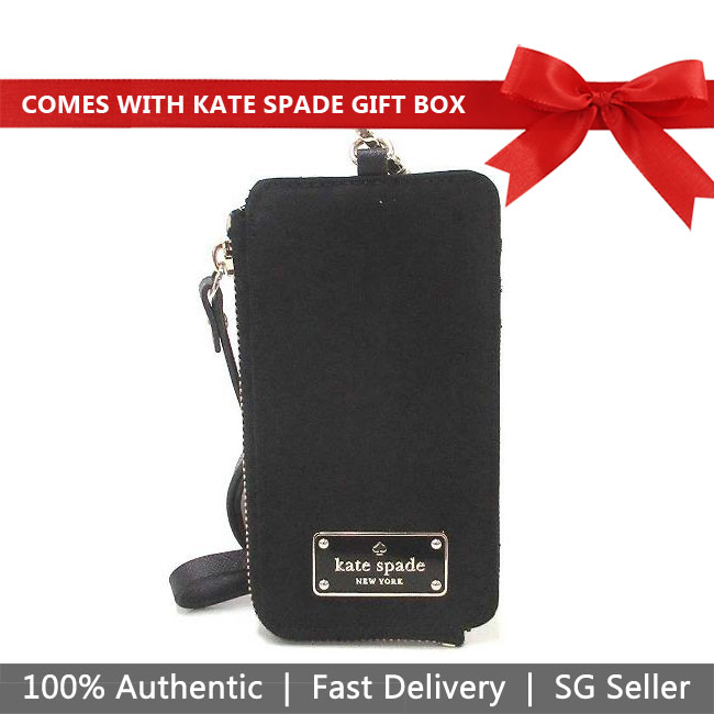 Kate Spade Lanyard In Gift Box Wilson Road Edria Black # WLRU5072