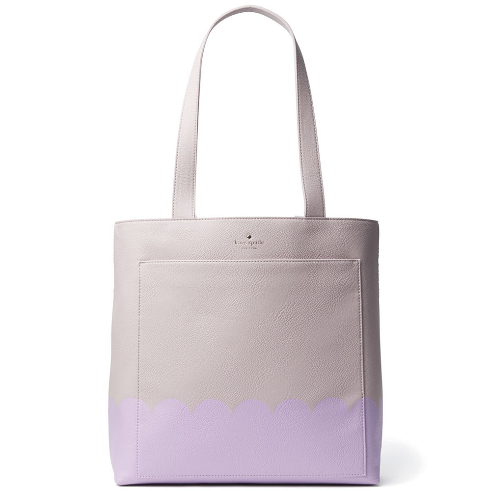 Kate Spade Lita Street Scallop Tote Shoulder Bag Lilac Purple Cream # PXRU7348
