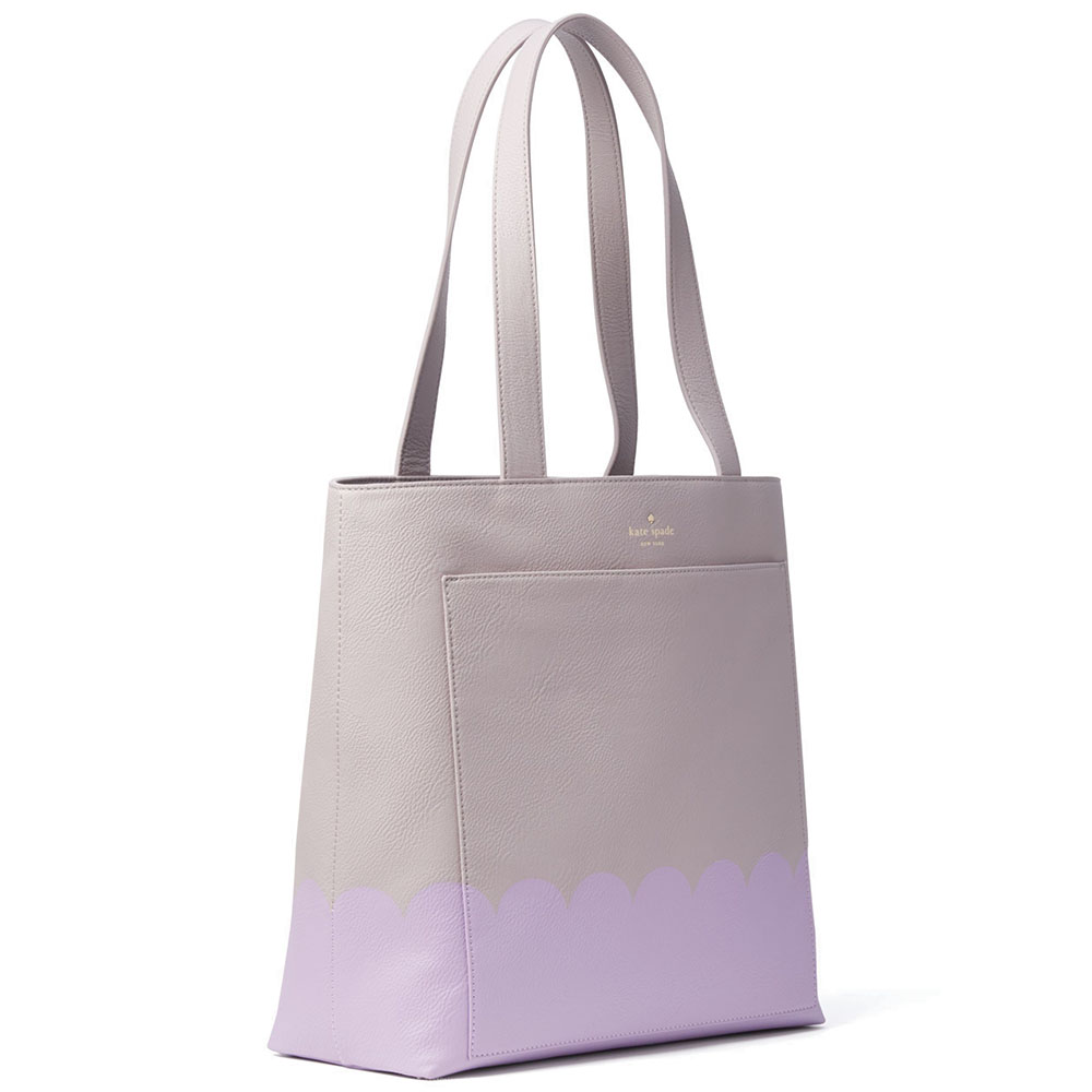 Kate Spade Lita Street Scallop Tote Shoulder Bag Lilac Purple Cream # PXRU7348