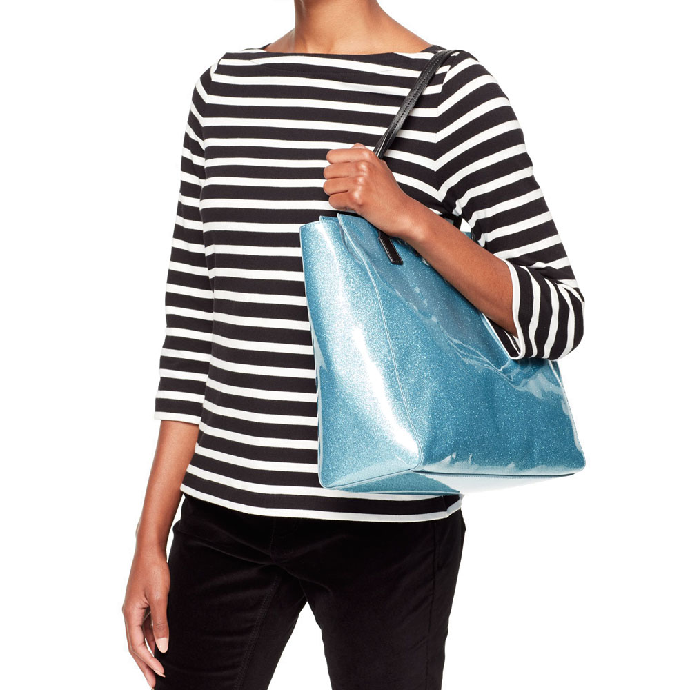 Kate Spade Mavis Street Taden Tote Shoulder Bag Lakesedge Blue Glitter # WKRU3542