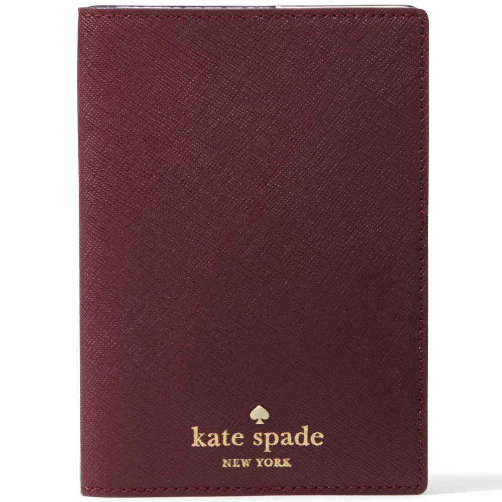 Kate Spade Mikas Pond Passport Holder Mulledwine Maroon Red # WLRU1811
