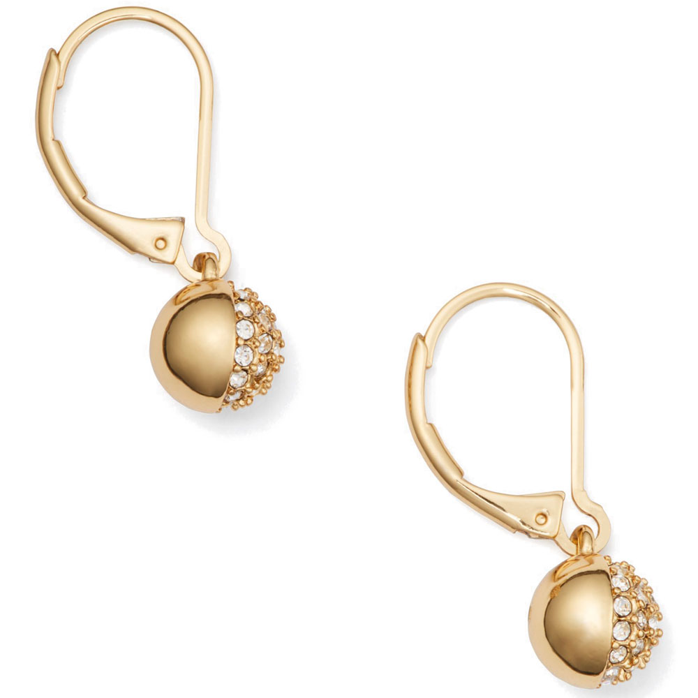 Kate Spade Ring It Up Leverback Drop Earrings Clear / Gold # O0RU2159