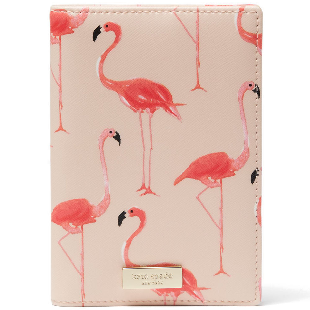 Kate Spade Shore Street Passport Holder Red Flamingo Print # WLRU2951