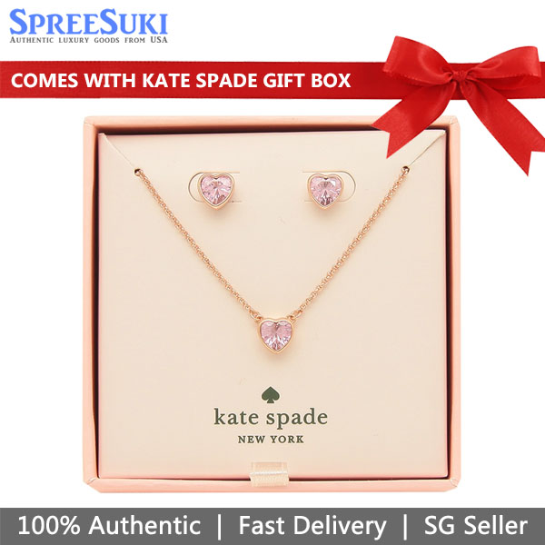 Kate Spade Romantic Rocks Pendant And Stud Boxed Set Medium Rose Gold / Light Pink # O0RU3100
