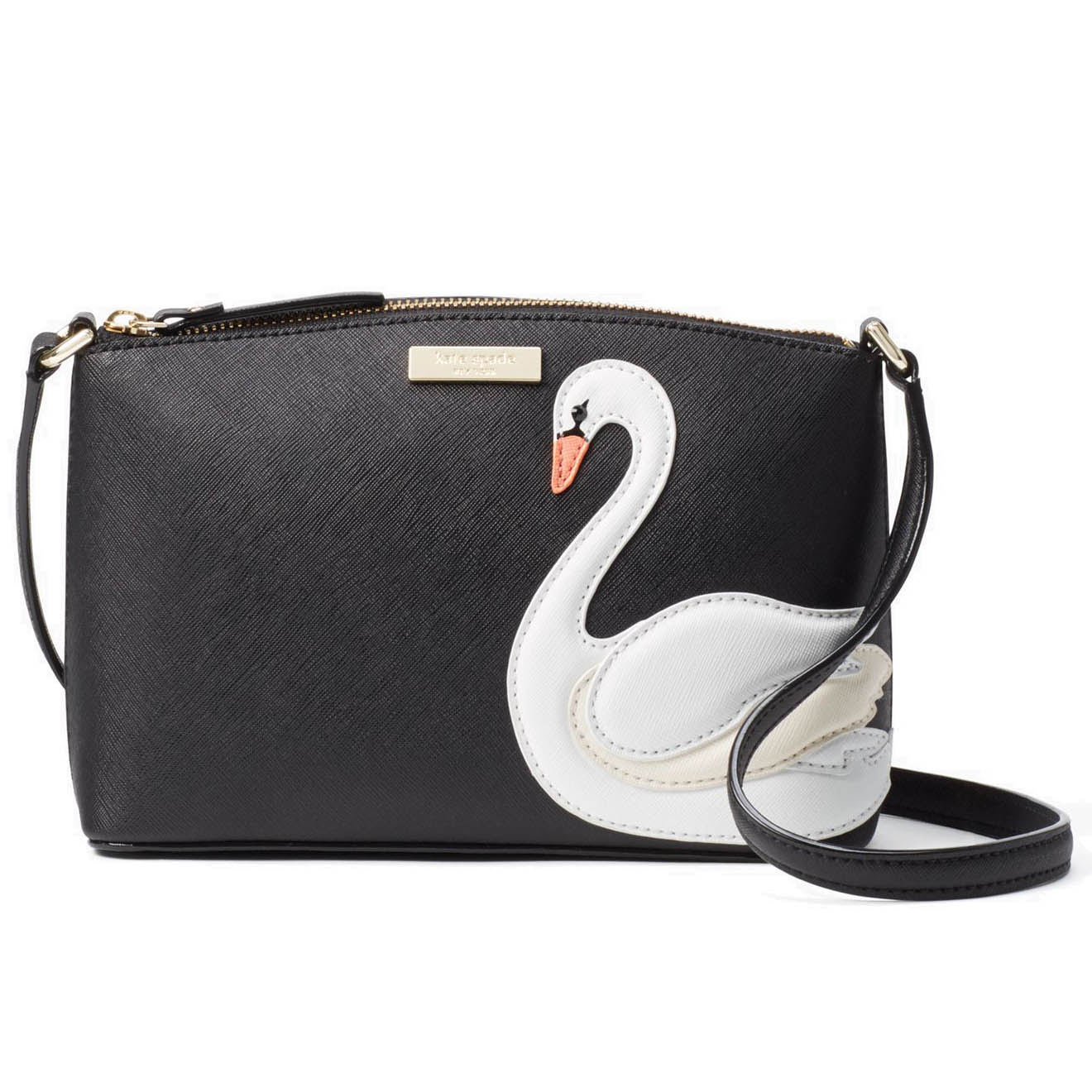 Kate Spade Swan Around Millie Crossbody Bag Black Swan Multi # WKRU4631