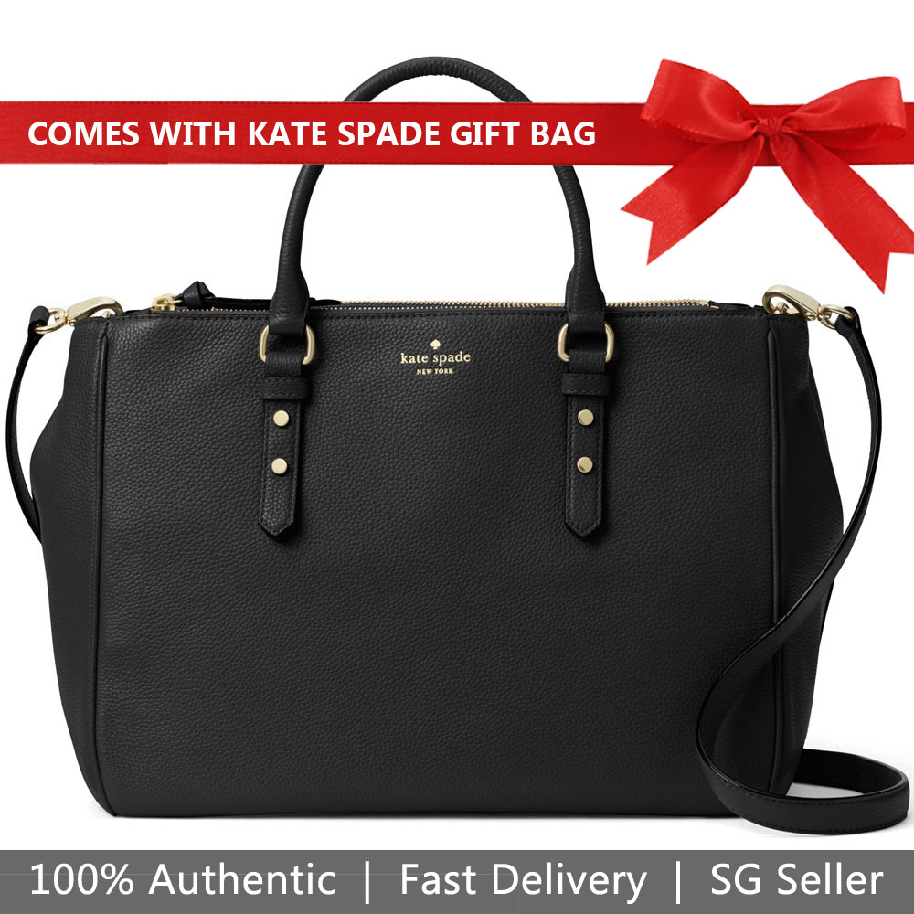 Kate Spade Tote With Gift Bag Mulberry Street Leighann Shoulder Bag Black # WKRU3927