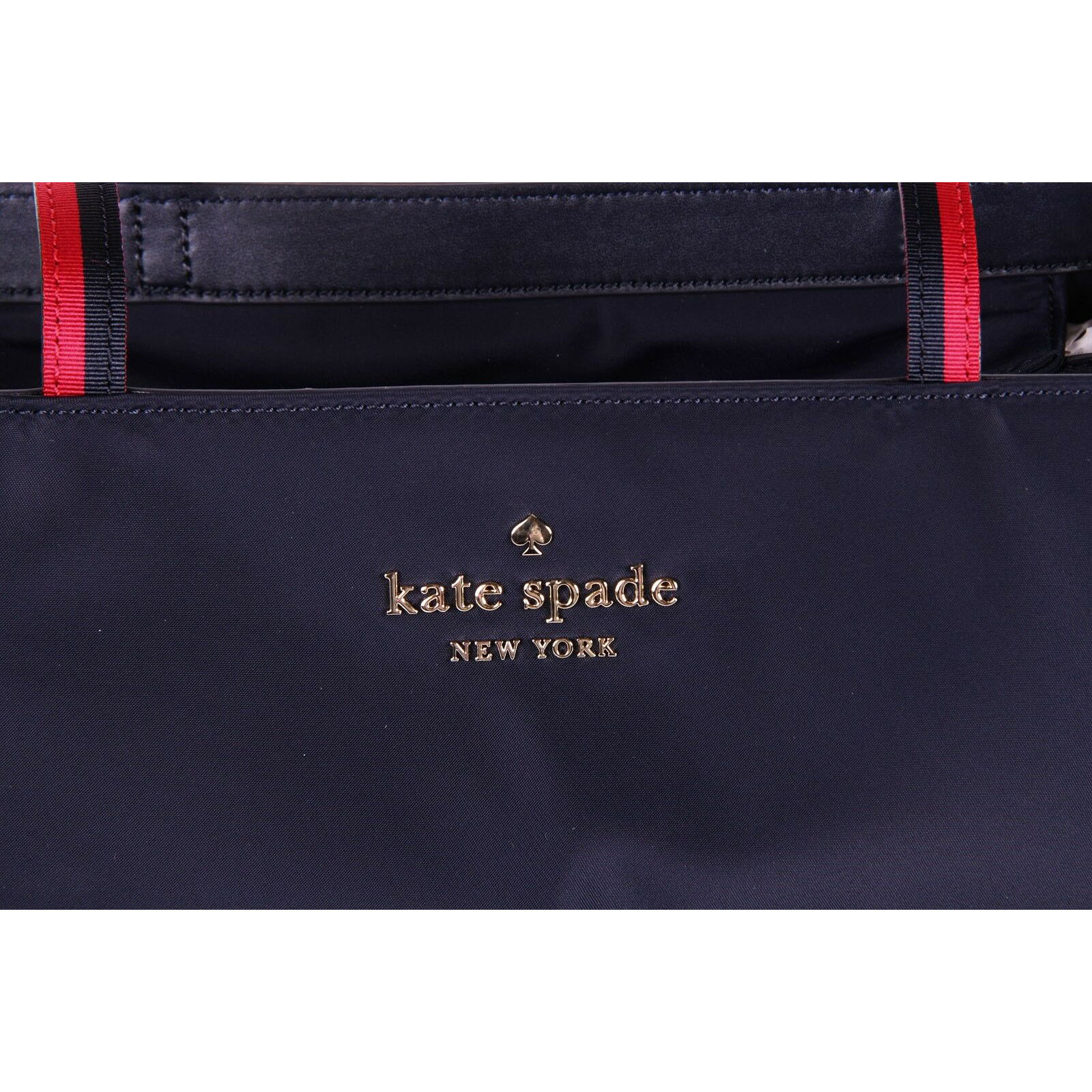 Kate Spade Tote With Gift Bag Watson Lane Varsity Stripe Mega Sam Shoulder Bag Rich Navy Dark Blue # PXRU9452