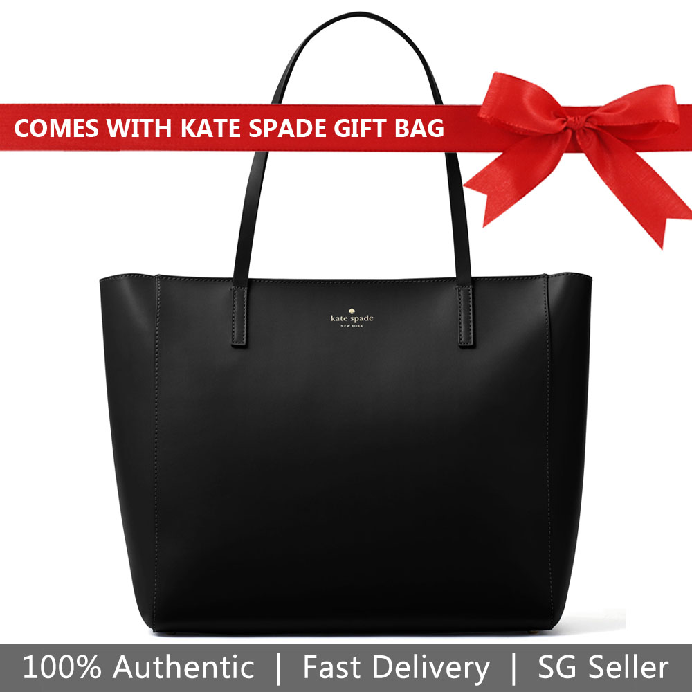 Kate Spade Tote With Gift Bag White Street Violeta Black # WKRU5444