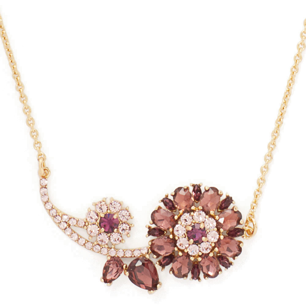 Kate Spade Trellis Blooms Mini Pendant Necklace Purple Multi # O0RU2071