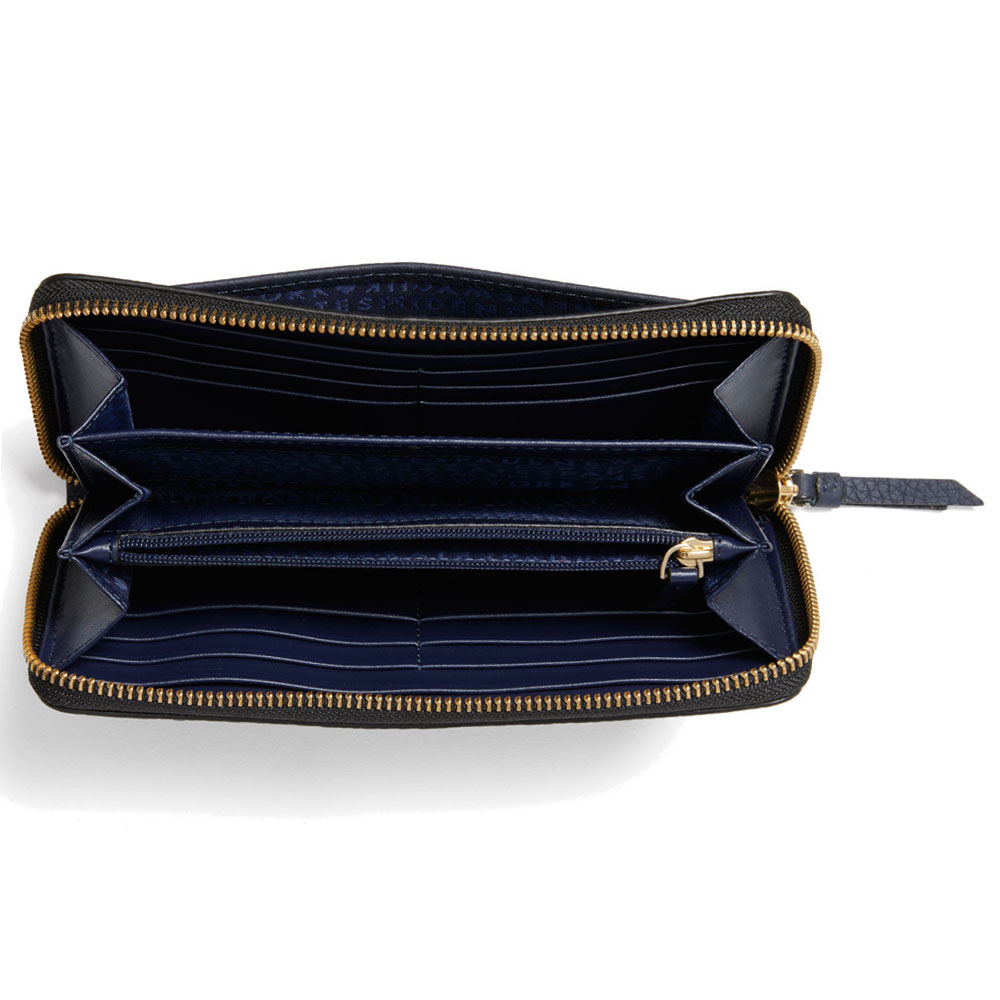 Kate Spade Wallet In Gift Box Anderson Way Neda Large Wallet Zip Around Wallet Oceano Navy Dark Blue # WLRU5132