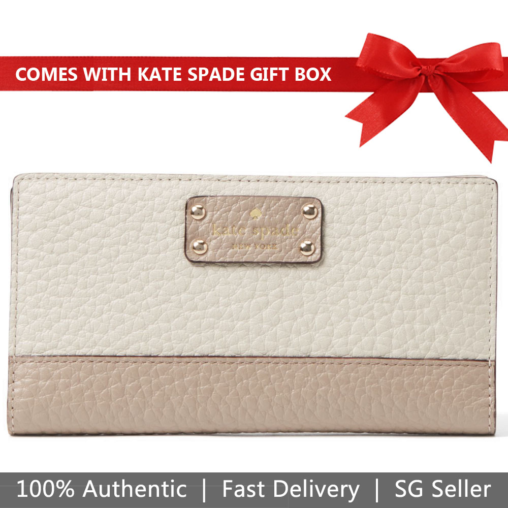 Kate Spade Wallet In Gift Box Bay Street Stacy Off White / Beige # WLRU2642