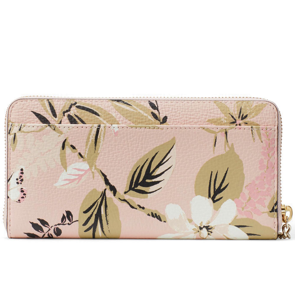 Kate Spade Wallet In Gift Box Briar Lane Botanical Neda Long Wallet Pink Multi # WLRU5225