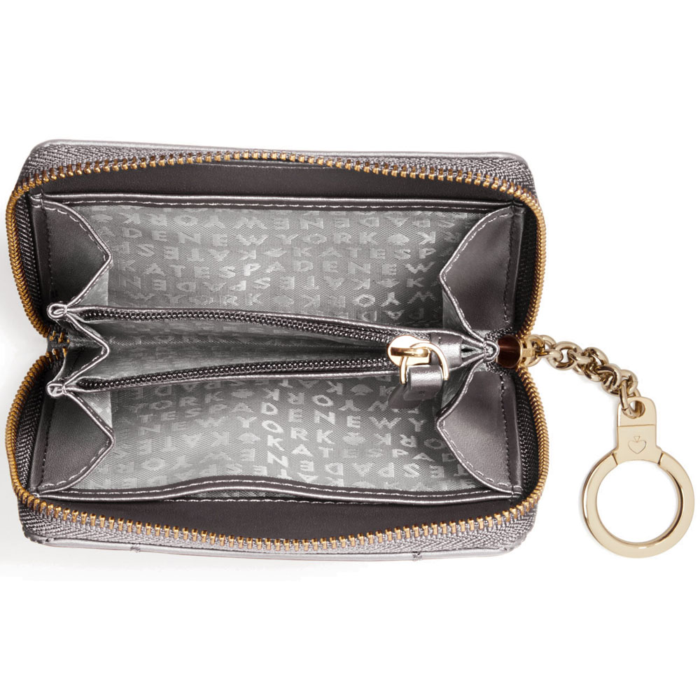 Kate Spade Wallet In Gift Box Briar Lane Quilted Dani Small Wallet Gunmetal Silver # WLRU5125