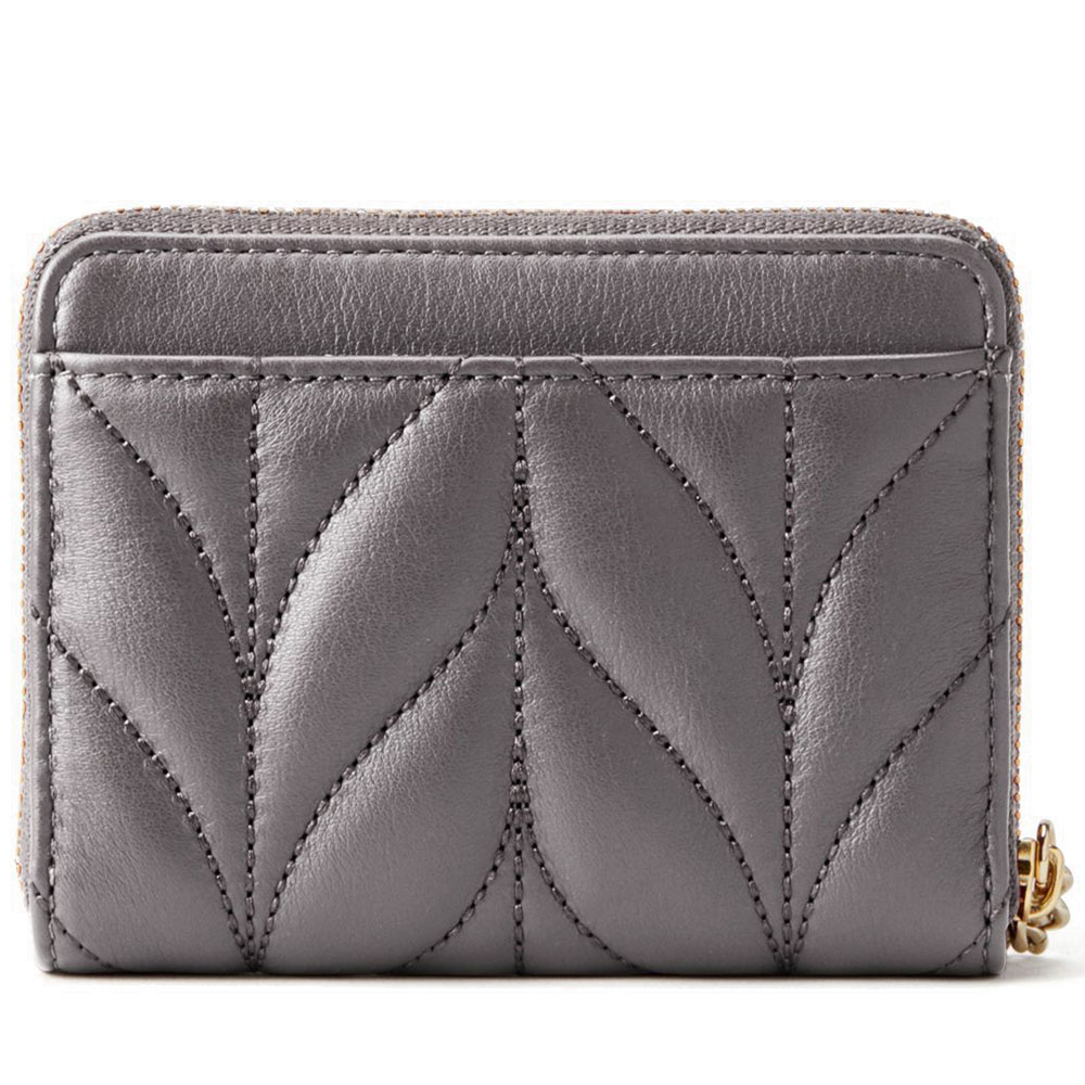 Kate Spade Wallet In Gift Box Briar Lane Quilted Dani Small Wallet Gunmetal Silver # WLRU5125