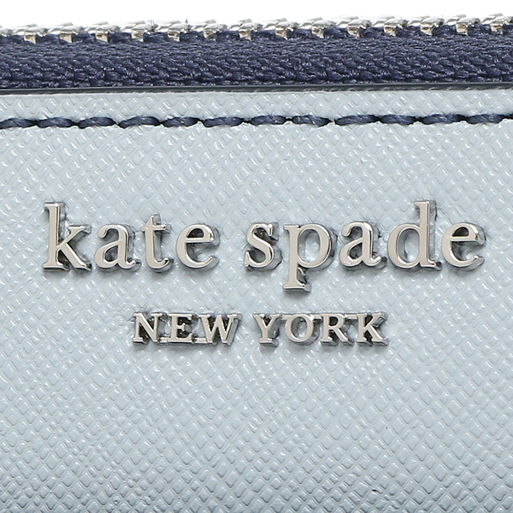 Kate Spade Wallet In Gift Box Cameron Large Continental Zip Around Wal Navy Dark Blue / Light Blue # WLRU5449