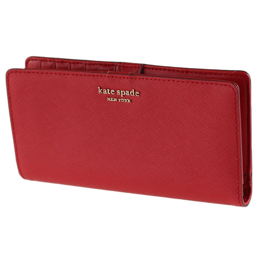 Kate Spade Wallet In Gift Box Cameron Large Slim Bifold Wallet Hot Chili Red # WLRU5444