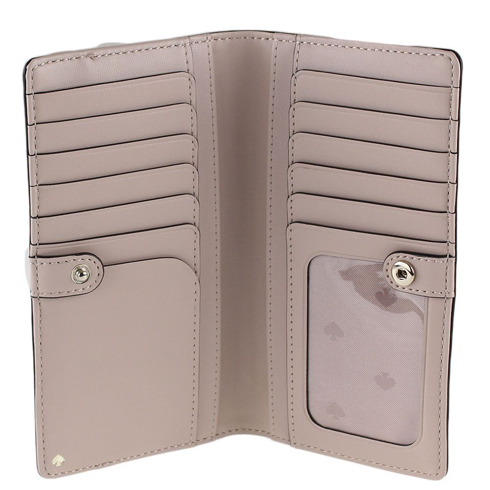 Kate Spade Wallet In Gift Box Cameron Large Slim Bifold Wallet Medium Wallet Warm Beige Nude / Black # WLRU5463