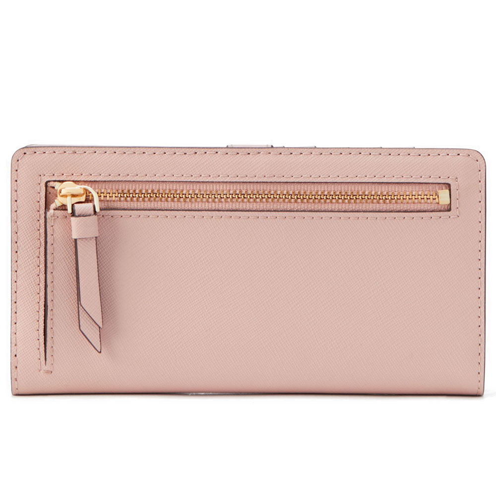 Kate Spade Wallet In Gift Box Cameron Large Slim Bifold Wallet Medium Wallet Warm Vellum Nude Pink Beige # WLRU5444