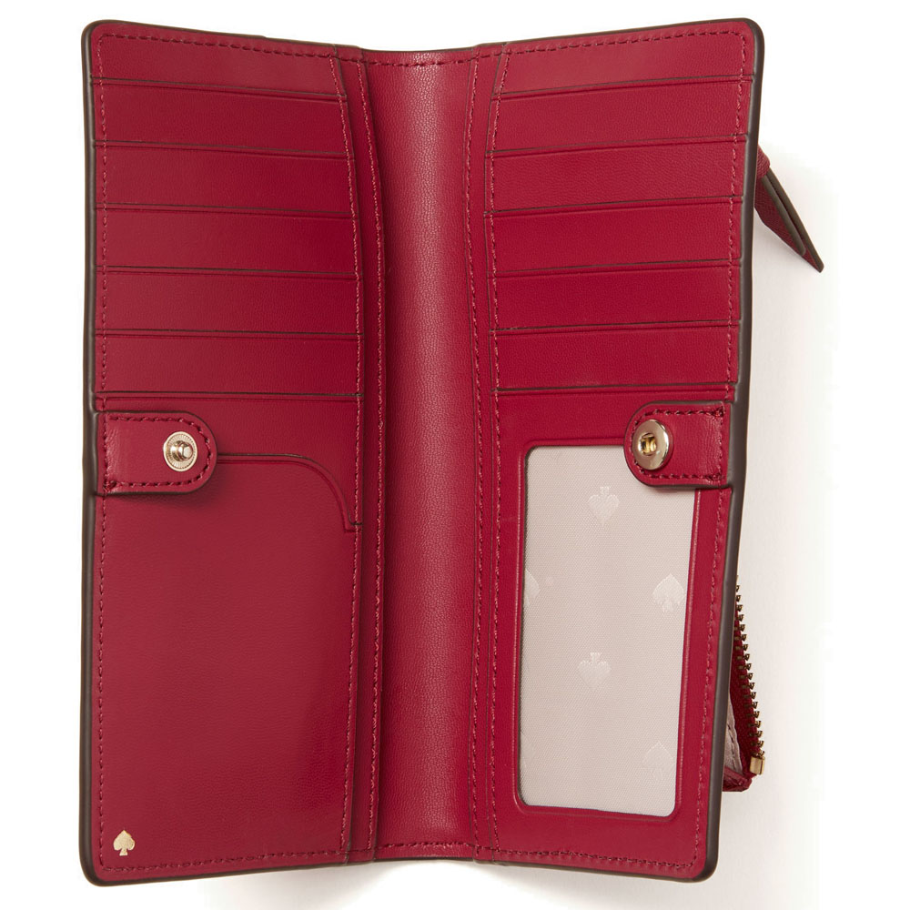 Kate Spade Cameron Large Slim Bifold Wallet Rosso Red # WLRU5444