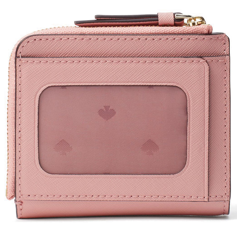 Kate Spade Cameron Small L-Zip Bifold Wallet Dusty Peony Pink # WLRU5431
