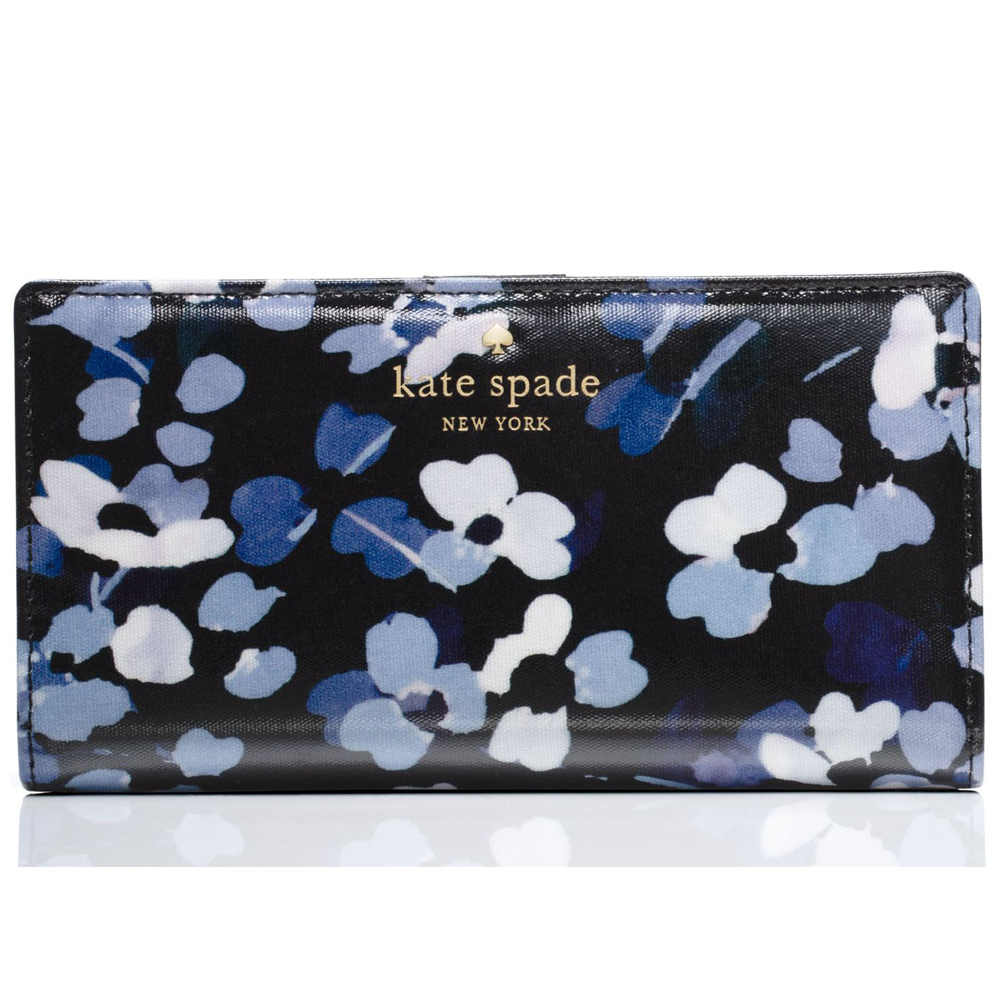 Kate Spade Wallet In Gift Box Cedar Street Floral Stacy Black / Blue Flowers # PWRU5115