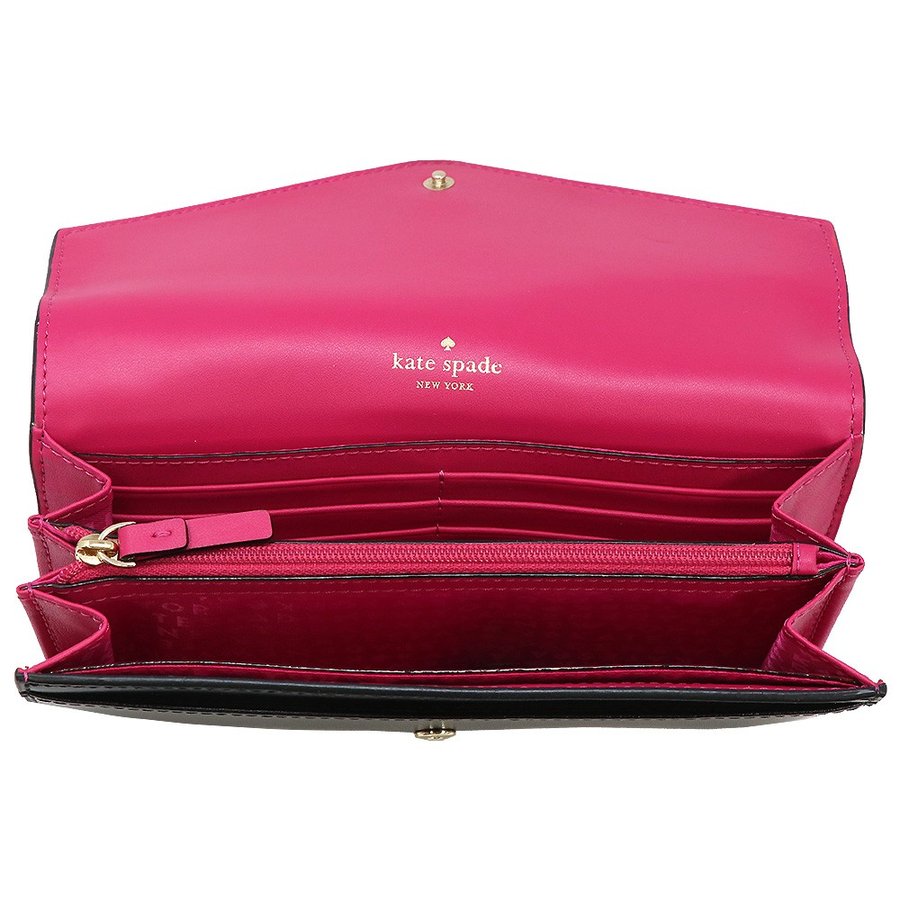 Kate Spade Wallet In Gift Box Charlotte Terrace Jean Black / Hot Pink # WLRU2490