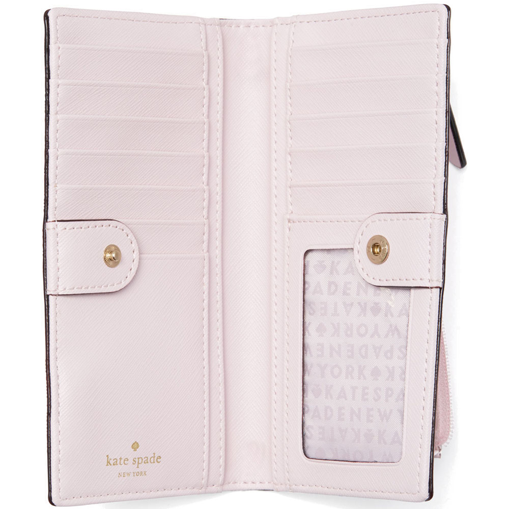 Kate Spade Wallet In Gift Box Haven Lane Stacy Plum Pink / Glitter Dot # WLRU2698