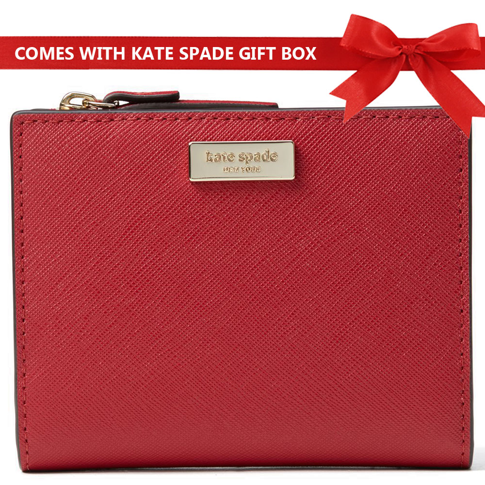 Kate Spade Wallet In Gift Box Laurel Way Hazy Rose Small Shawn Wallet Rooster Red # WLRU5049