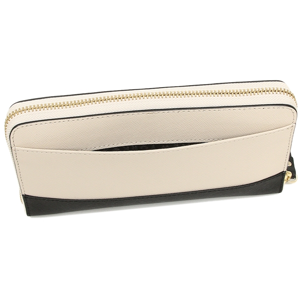 Kate Spade Wallet In Gift Box Laurel Way Neda Zip Around Continental Long Wallet Beige Off White / Black # WLRU2670