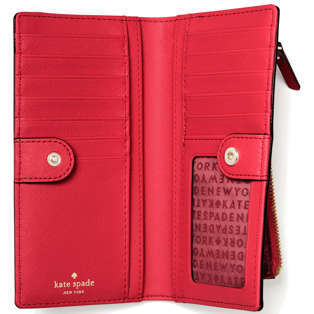 Kate Spade Wallet In Gift Box Laurel Way Stacy Continental Medium Wallet Hot Chilli Red # WLRU2673